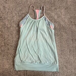 Lululemon Ivivva No Limits Tank Top Girls Size 12 BlueRacerback Built In Bra